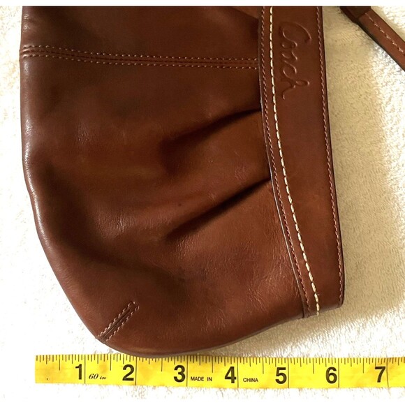 Coach Ashley Handbag Clutch Wristlet Mahogany Brown Pleated Leather Purse F13734 - Picture 8 of 16